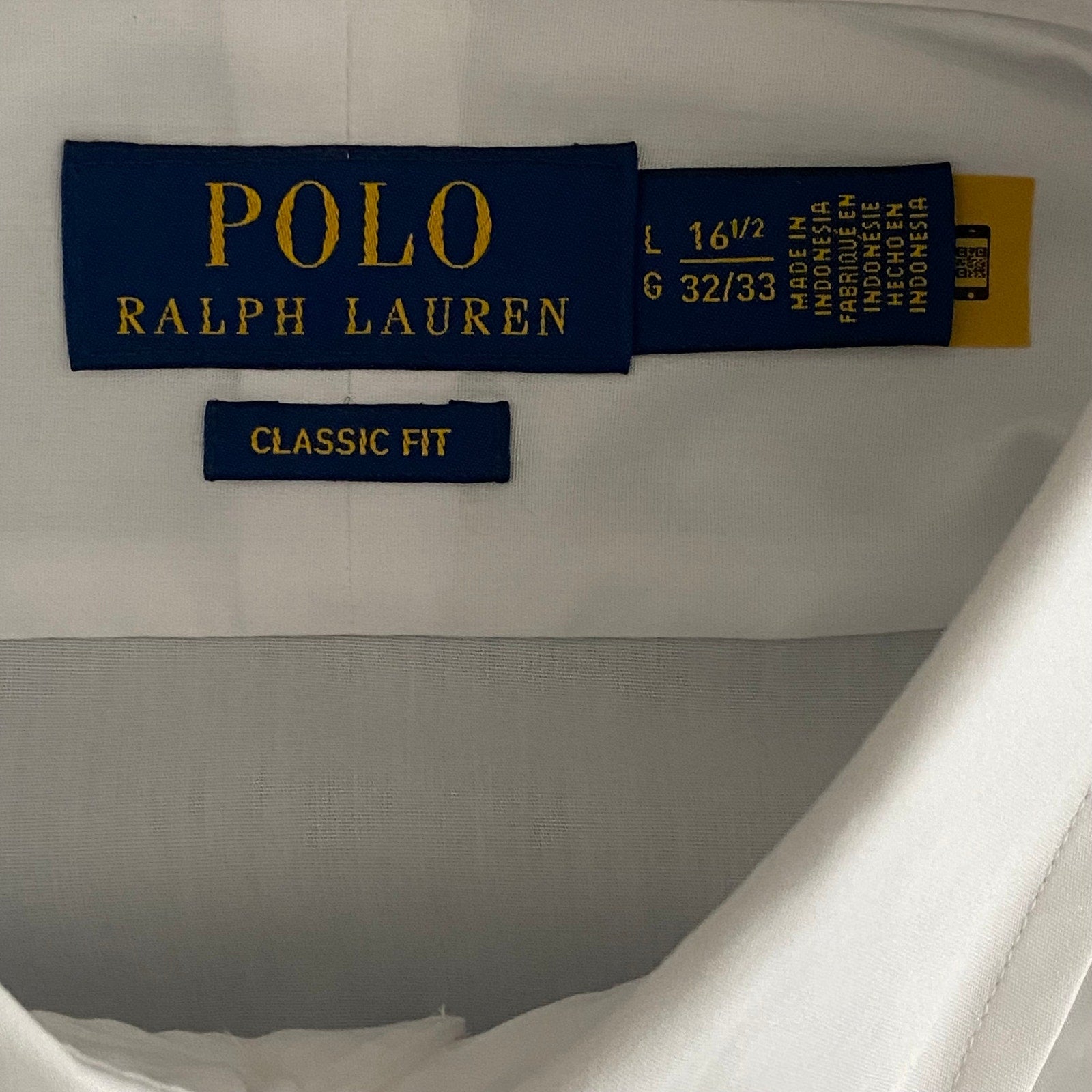 Polo Ralph Lauren Shirt Men's Large 16.5 32/33 Tuxedo Shirt Stretch White