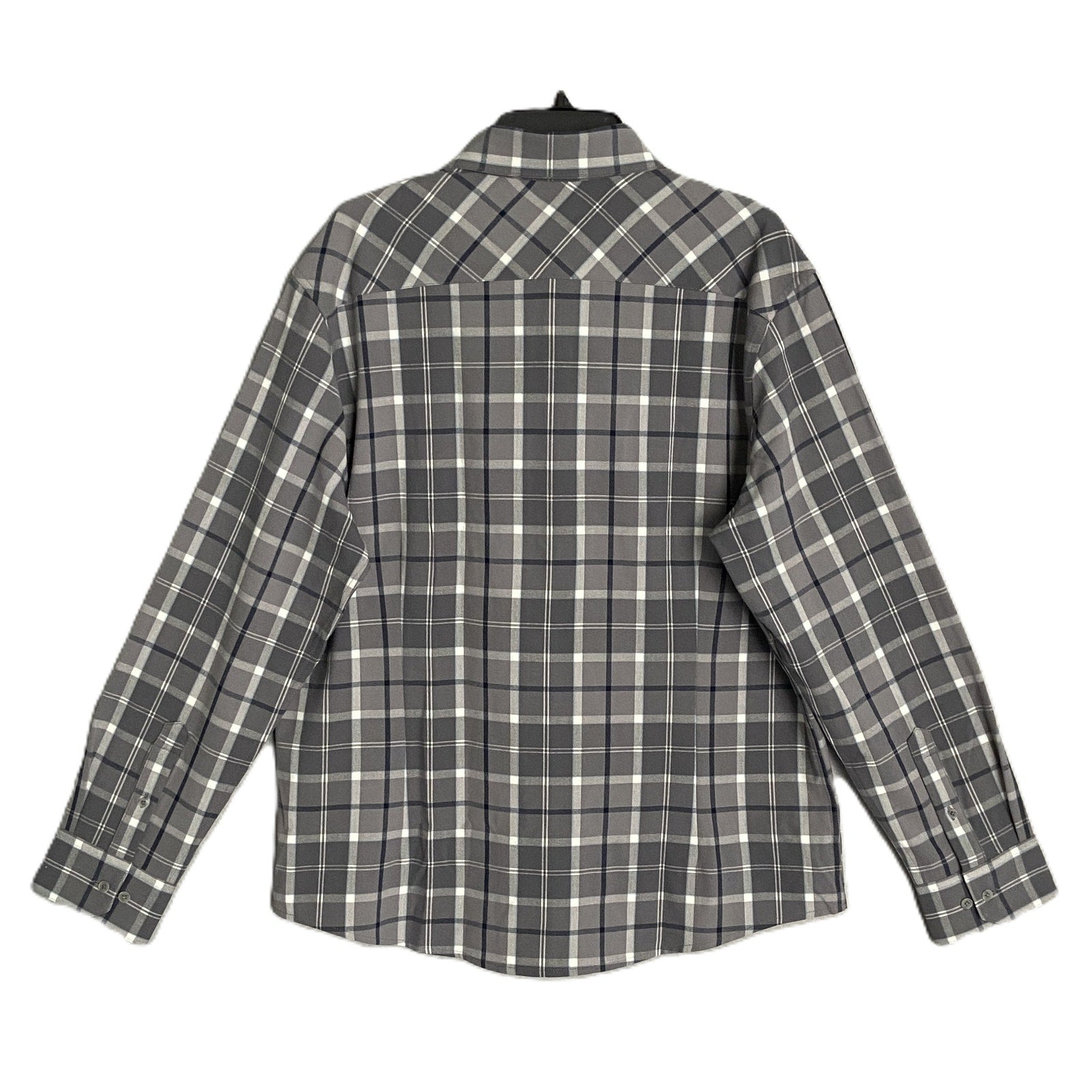 Mizzen+Main Men's XXL Trim Fit City Flannel Dress Shirt Pewter Timothy Plaid