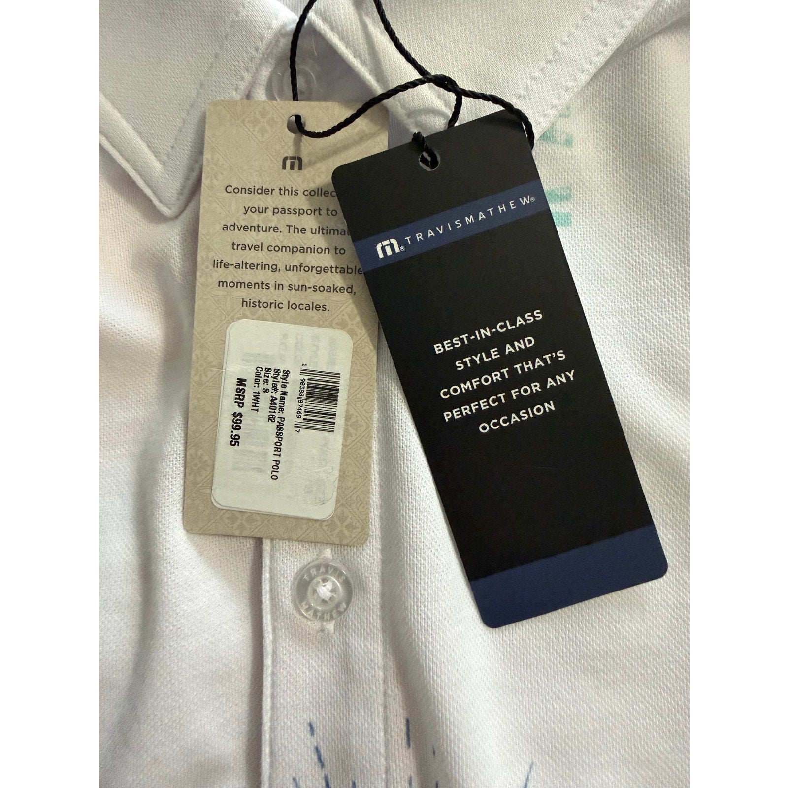 Travis Mathew Shirt Men's Small "Passport Polo" Lightweight Stretch White