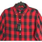 Polo Ralph Lauren Men's Large Classic Fit Linen Shirt Red Black Check