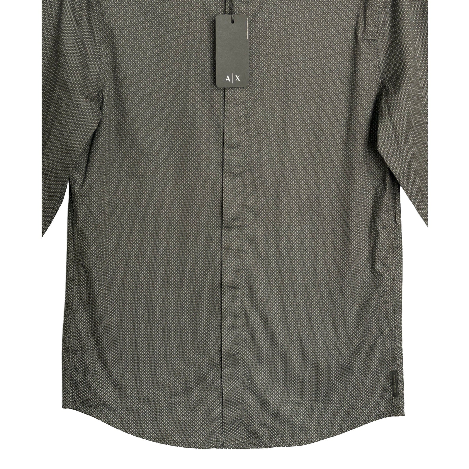 Armani Exchange Dress Shirt Men's Small Slim Fit Stretch Sage Diamond