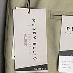 Perry Ellis Dress Pants Men's 38x30 Portfolio Slim Fit Flat Front Sand