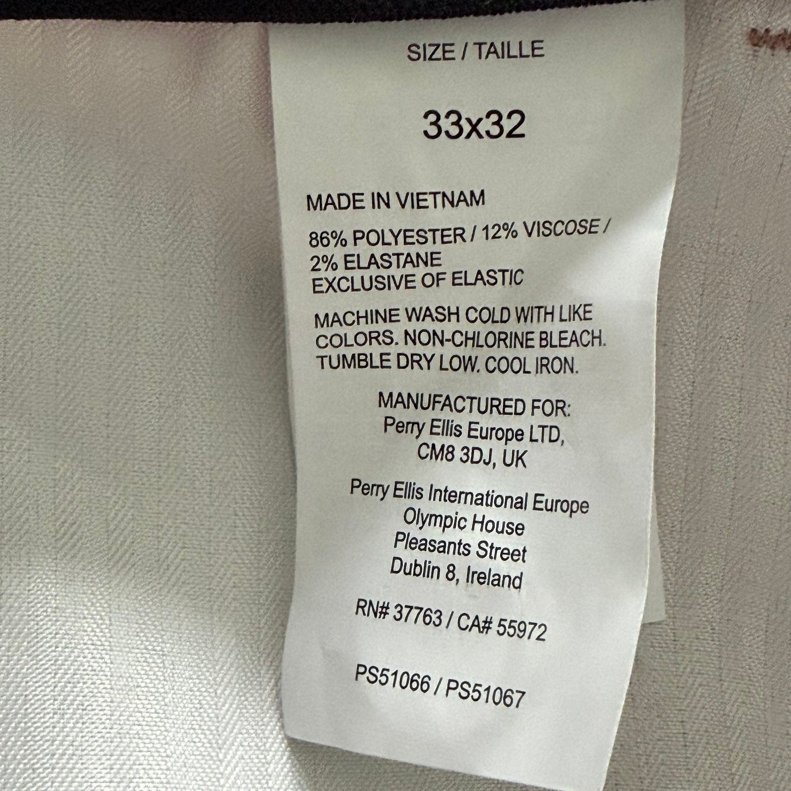Perry Ellis Portfolio Pants Men's 33"x32" Slim Fit Dress Pant Stretch Salmon