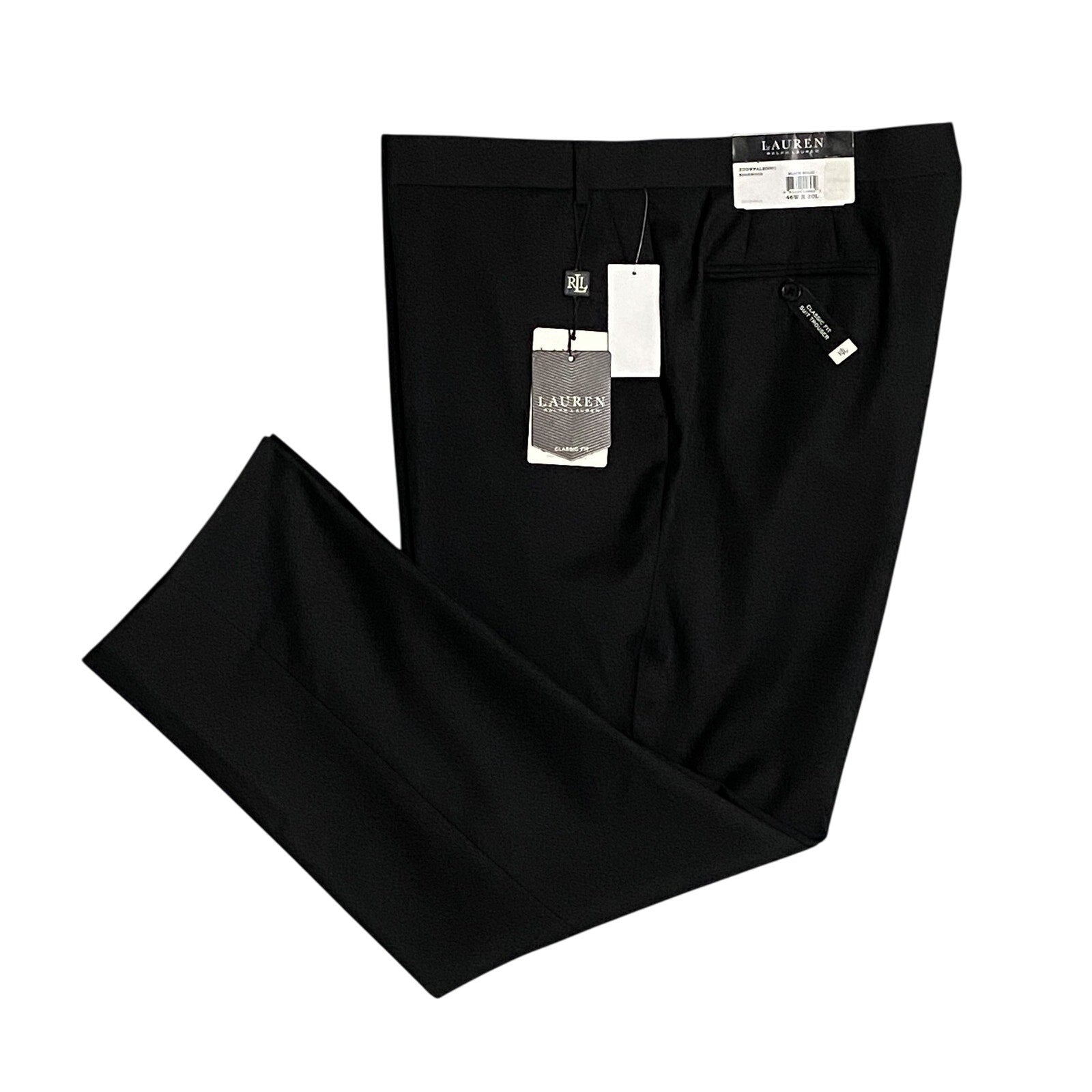 Lauren Ralph Lauren Men's 46x30 Classic Fit Suit Trouser Stretch Solid Black
