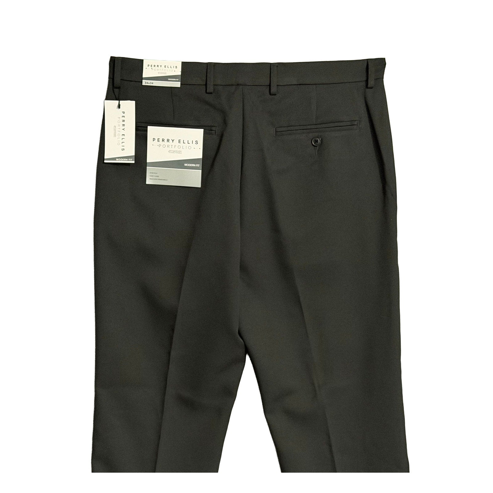 Perry Ellis Portfolio Pants Men's 34"x34" Dress Pants Modern Fit Charcoal