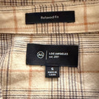 AG Los Angeles Wayne Work Shirt Men's Small Relaxed Fit Tan Plaid