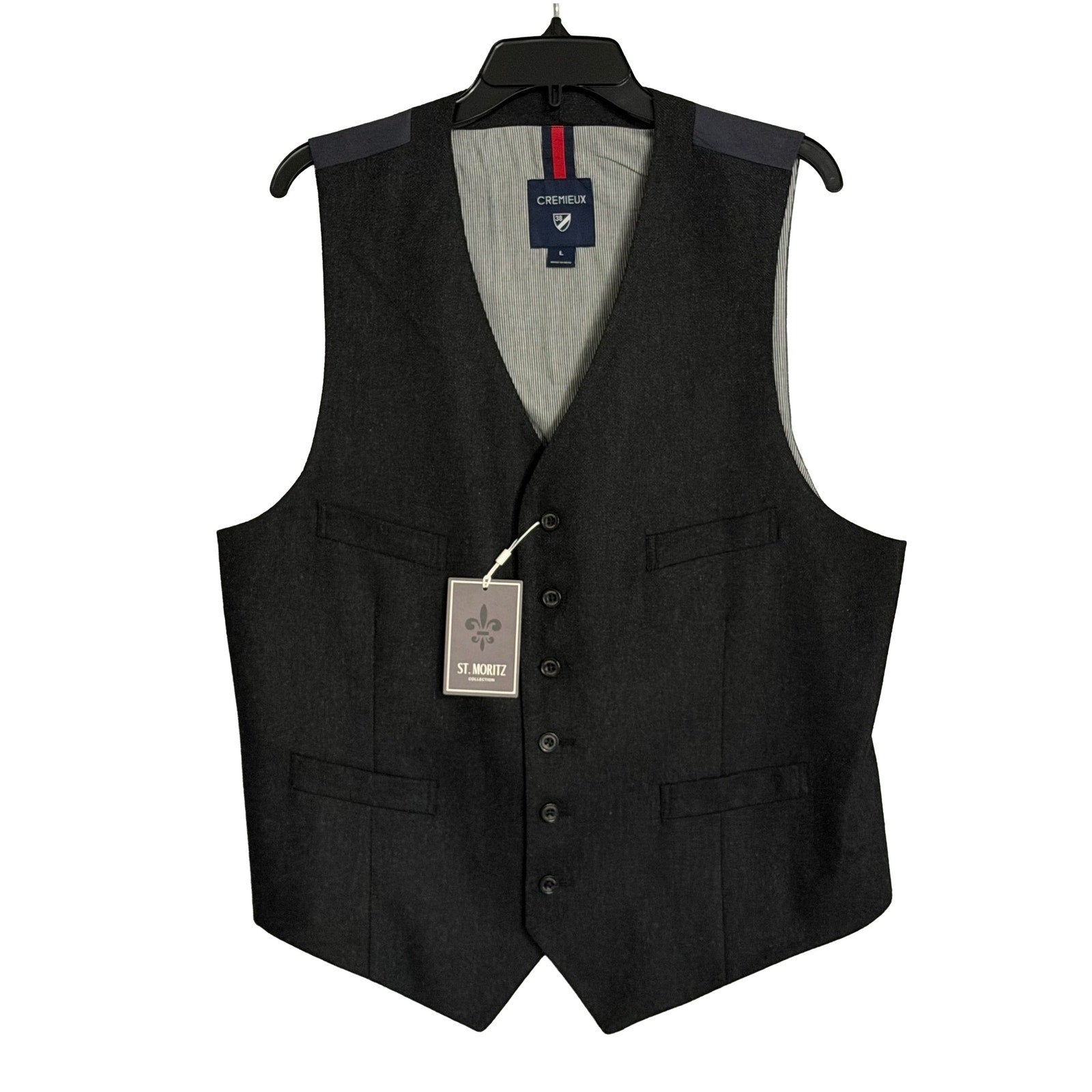 Daniel Cremieux Suit Vest Men's Large Italian Fabric Wool Blend Charcoal