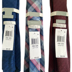 Perry Ellis Portfolio Necktie Lot of 3 Classic Width/Length Blue, Plaid, Red