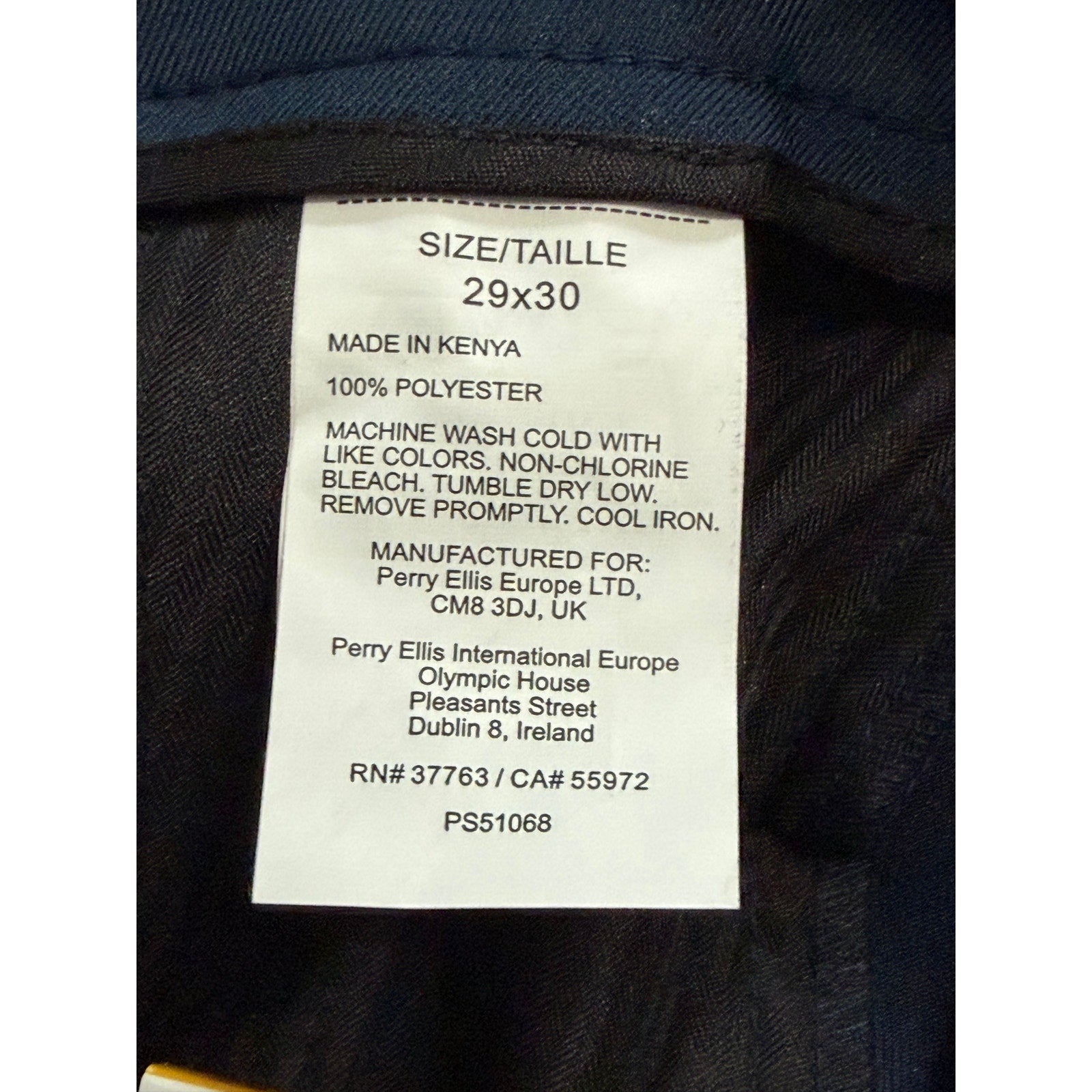 Perry Ellis Portfolio Pants Men's 29"x30" Dress Pants Modern Fit Dark Blue