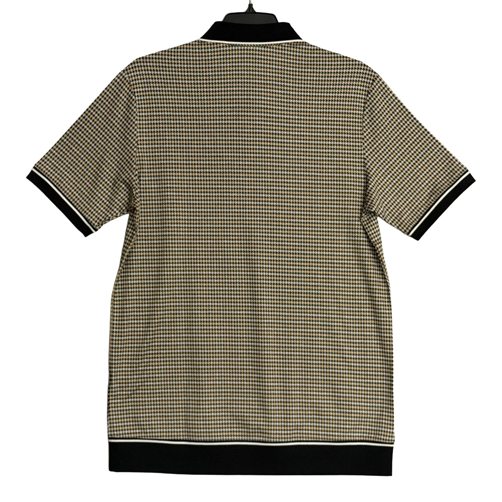 Murano Polo Shirt Men's LT Big & Tall Short Sleeve Brown Black Houndstooth