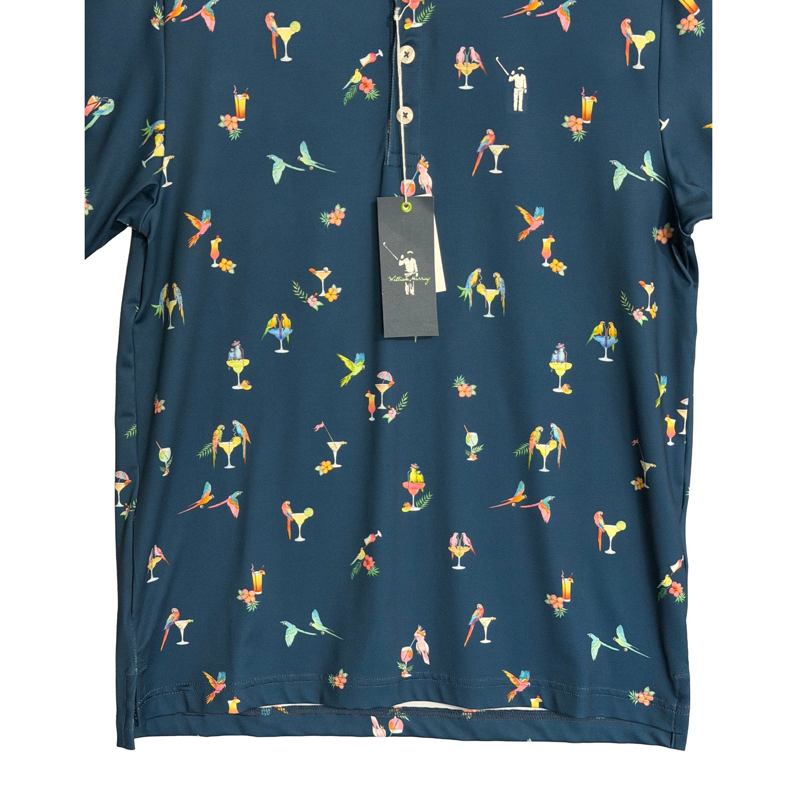 William Murray Polo Shirt Men's Small "Birdie Juice Polo" Short Sleeve Blue