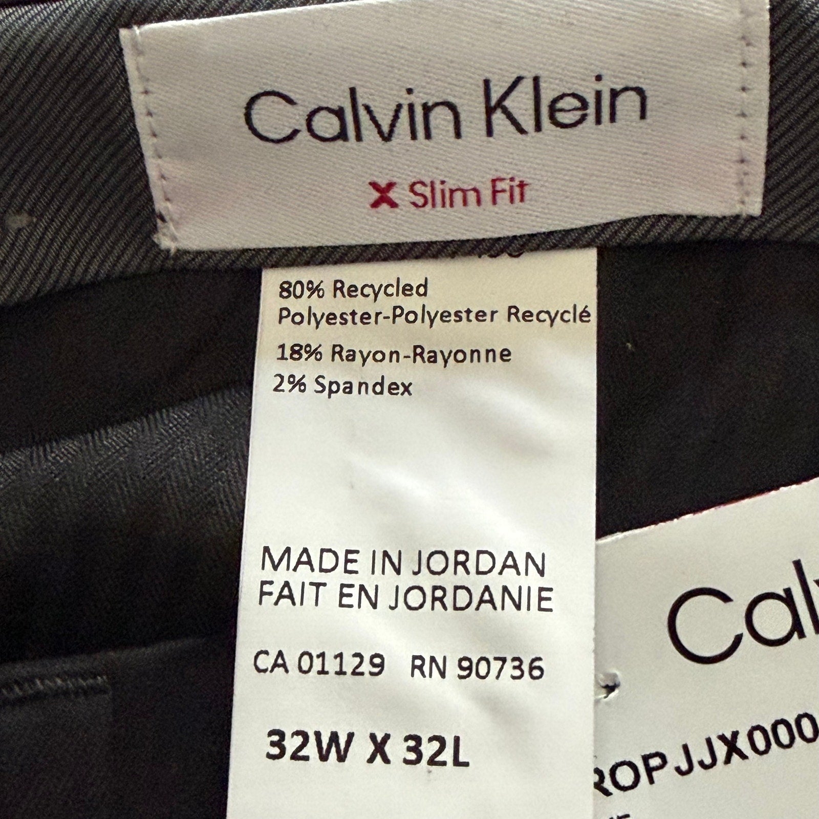 Calvin Klein Dress Pants Men's 32"x32" Jerome Slim Fit Stretch Solid Black