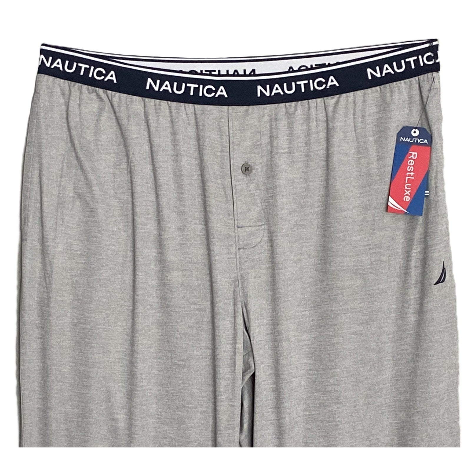 Nautica Sleep Pant Men's XL RestLuxe Elastic Waist Pockets Gray Heather
