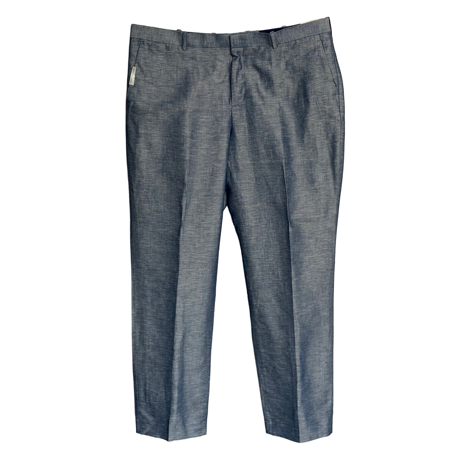 Perry Ellis Portfolio Pants Men's 40"x32" Modern Fit Linen Blend Blueprint
