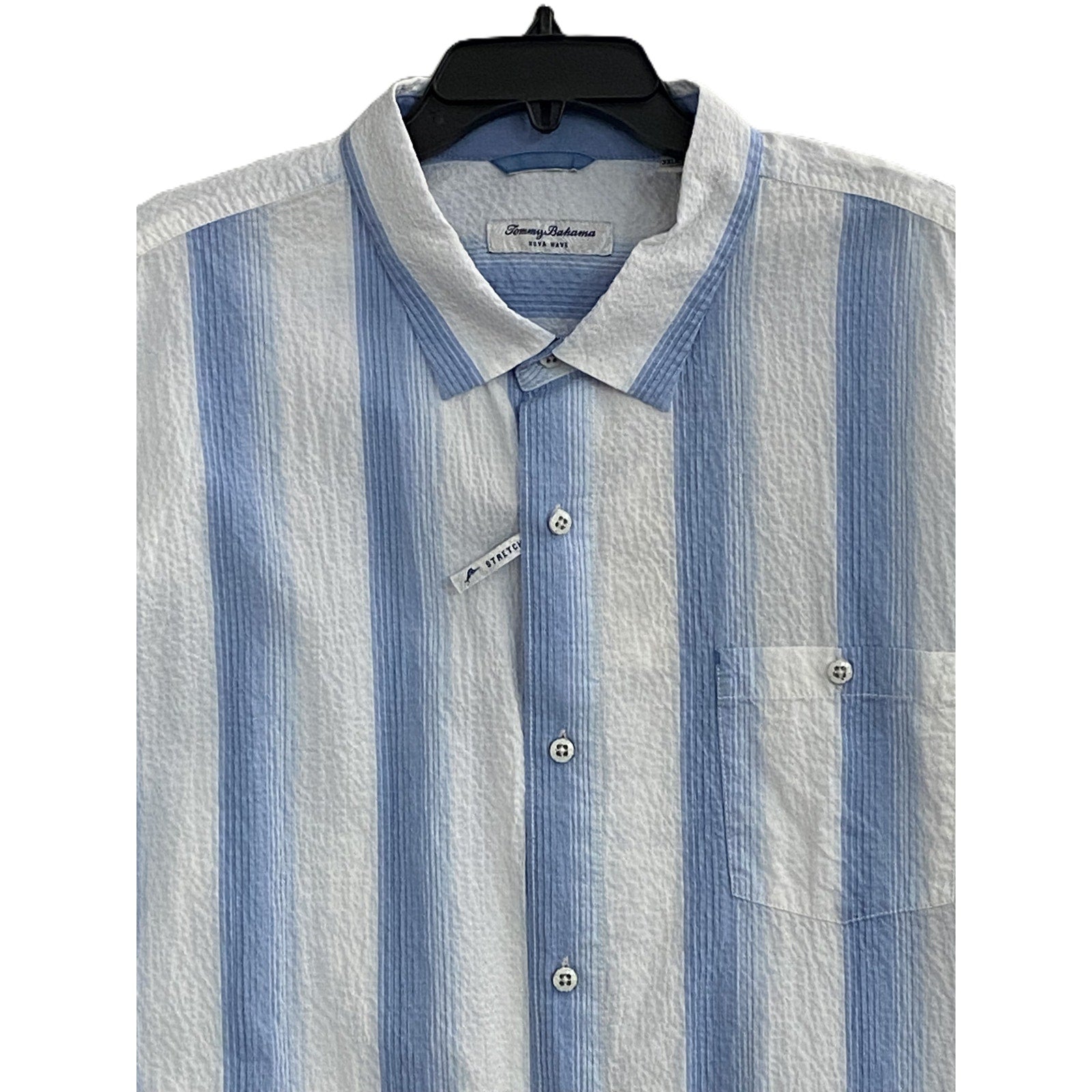 Tommy Bahama Shirt Men's 3XLB Big & Tall Nova Wave Maliblue Stripe Sky Blue