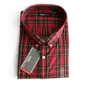 Roundtree & Yorke TravelSmart Big & Tall Men's 4XB Dress Shirt Red Plaid