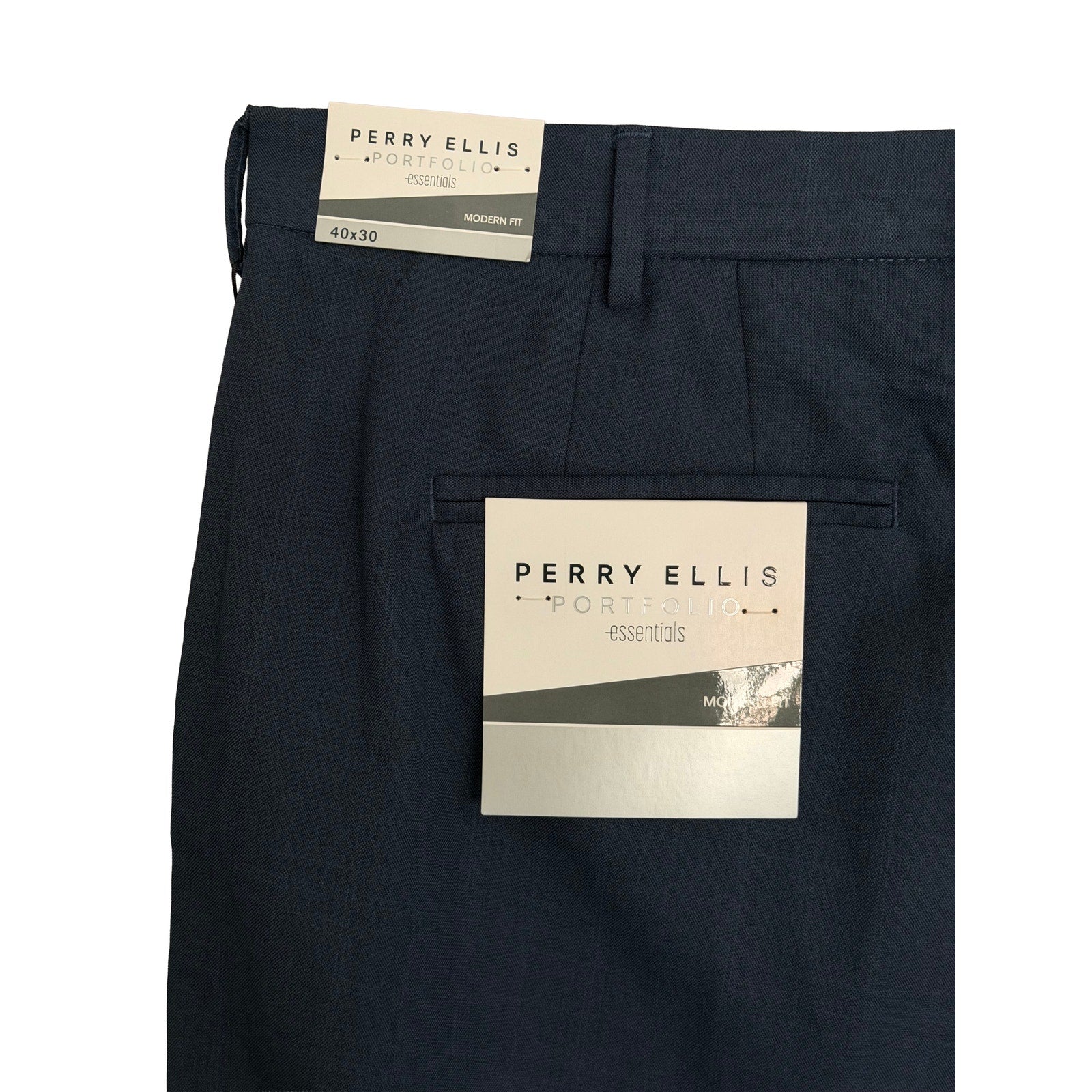 Perry Ellis Portfolio Pants Men's 40"x30" Dress Pants Modern Fit Indigo