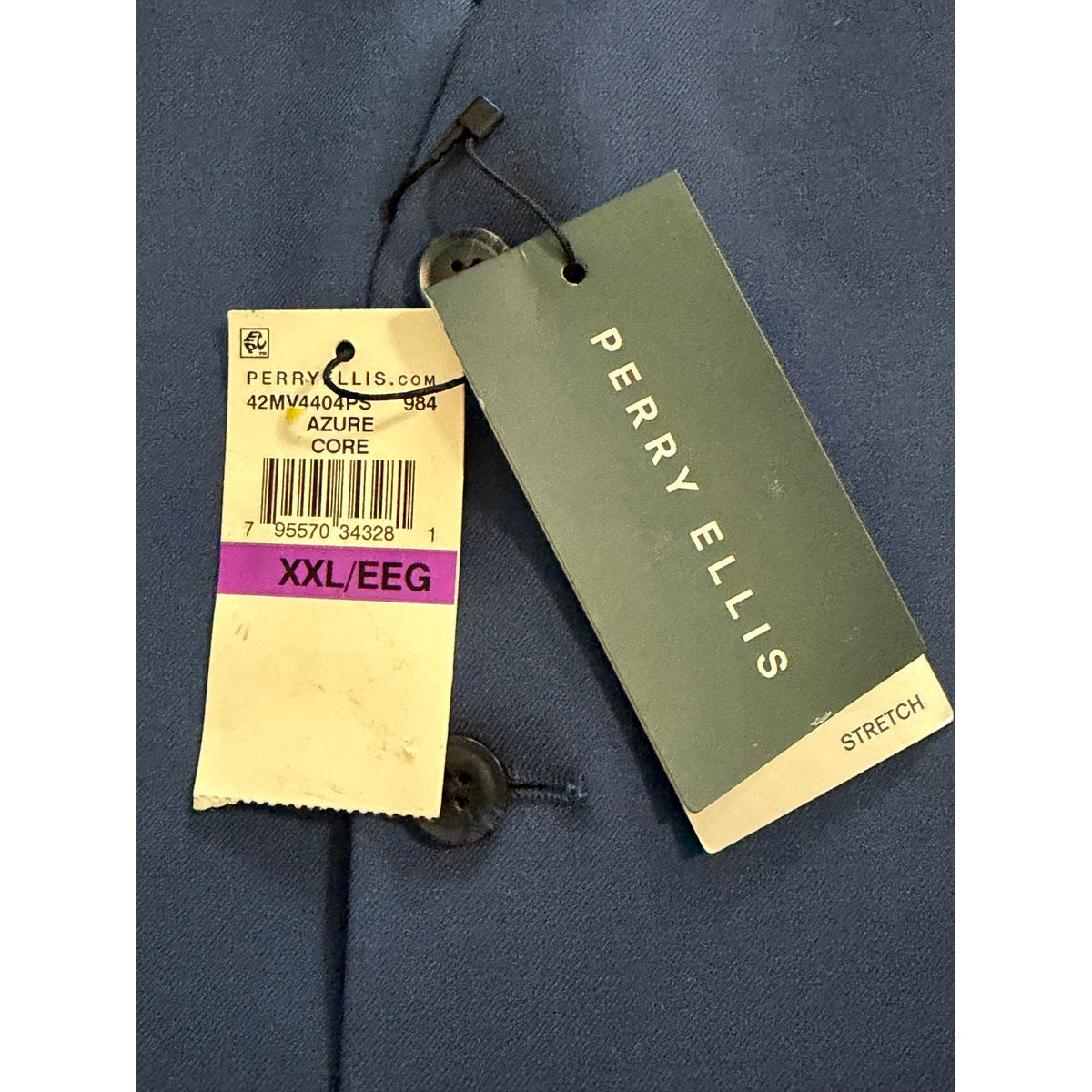 Perry Ellis Suit Vest Men's XXL Classic Fit V-Neck Stretch Fabric Lined Blue