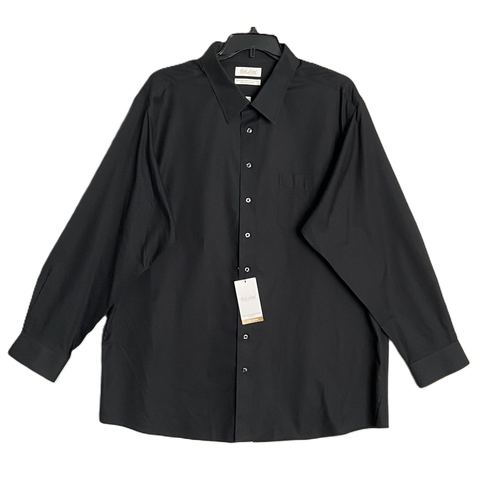 Roundtree & Yorke Dress Shirt Men's 20 36/37 Tall Slim Cotton Twill Black