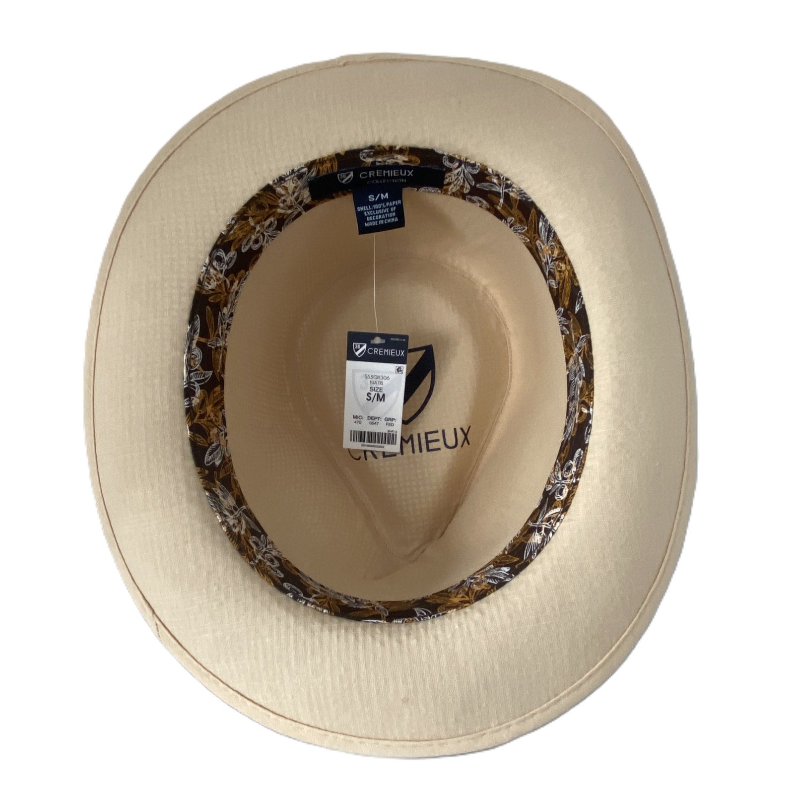 Daniel Cremieux 38 Blue Label Tan Braided Straw Fedora Hat Small/Medium