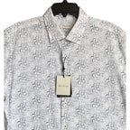 Bugatchi Shirt Men's Large Classic Fit Button-Up Short Sleeve Almond Floral