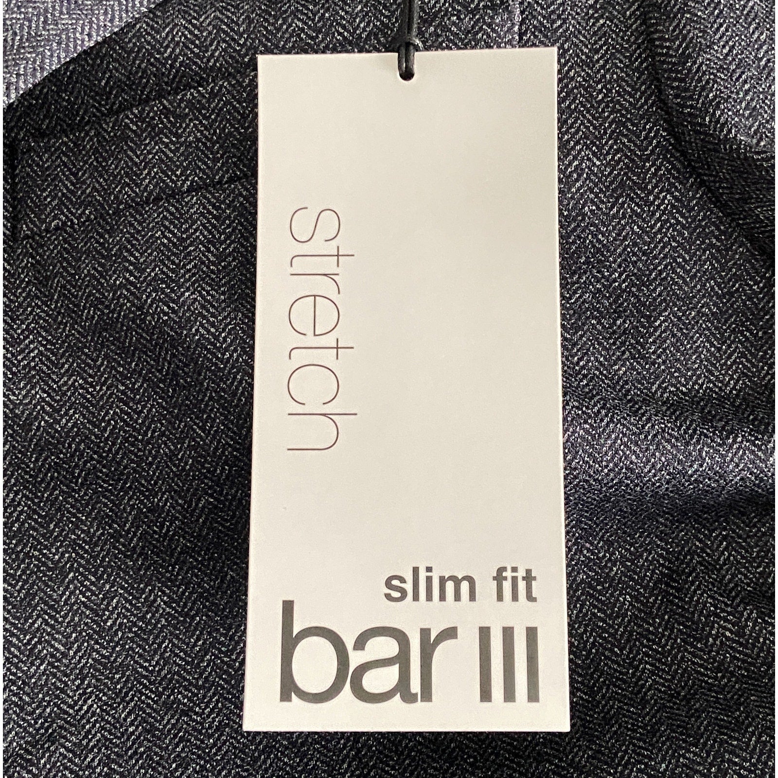 Bar III Sport Coat Men's 40 Short Slim Fit Stretch Dark Blue Herringbone
