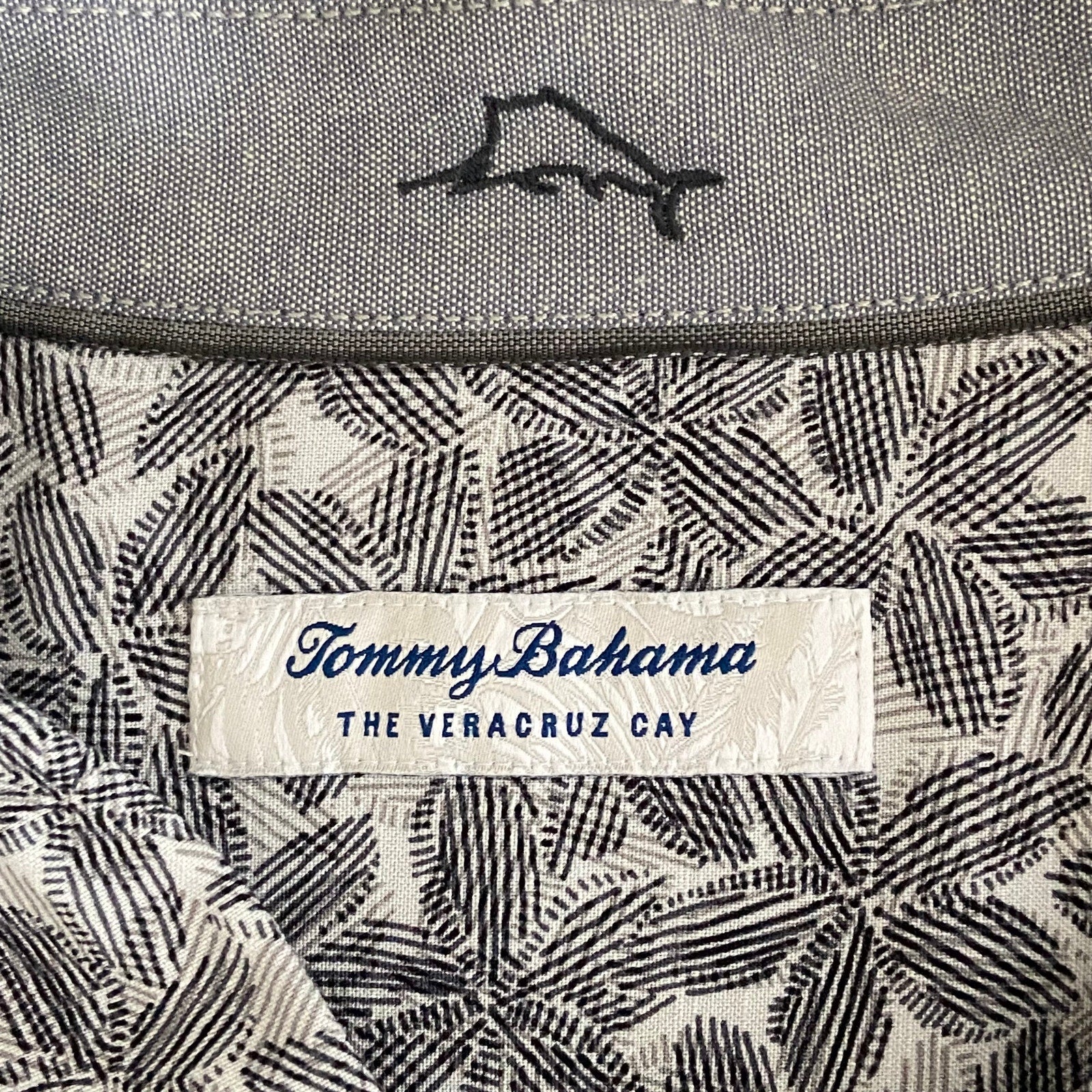 Tommy Bahama Shirt Men's 3XLT Big & Tall "Veracruz Cay" Sand Dollar Black