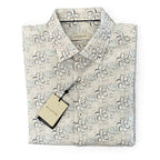 Bugatchi Shirt Men's Large Classic Fit Button-Up Short Sleeve Almond Floral