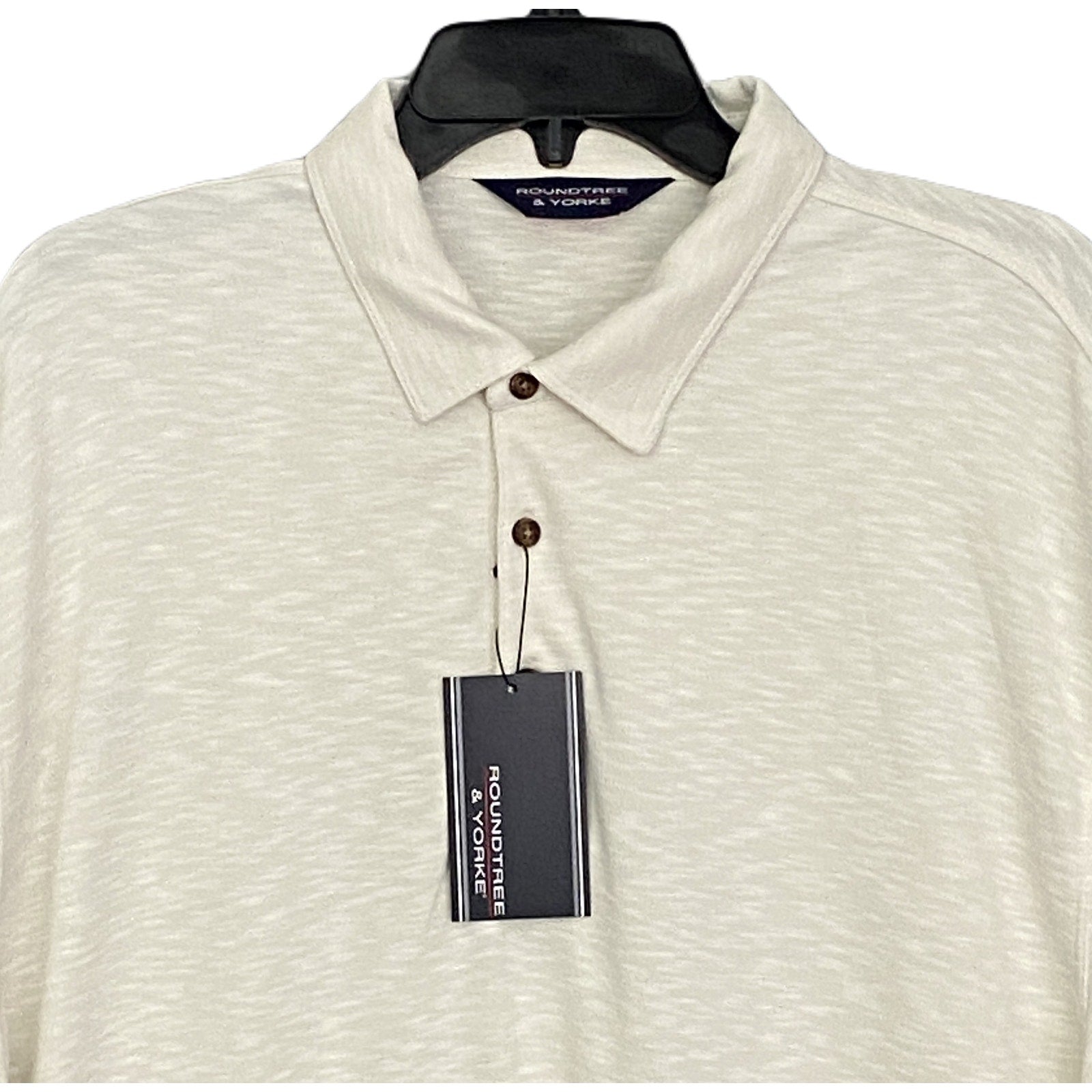 Roundtree & Yorke Men's Big & Tall XXL Long Sleeve Polo Shirt Cream