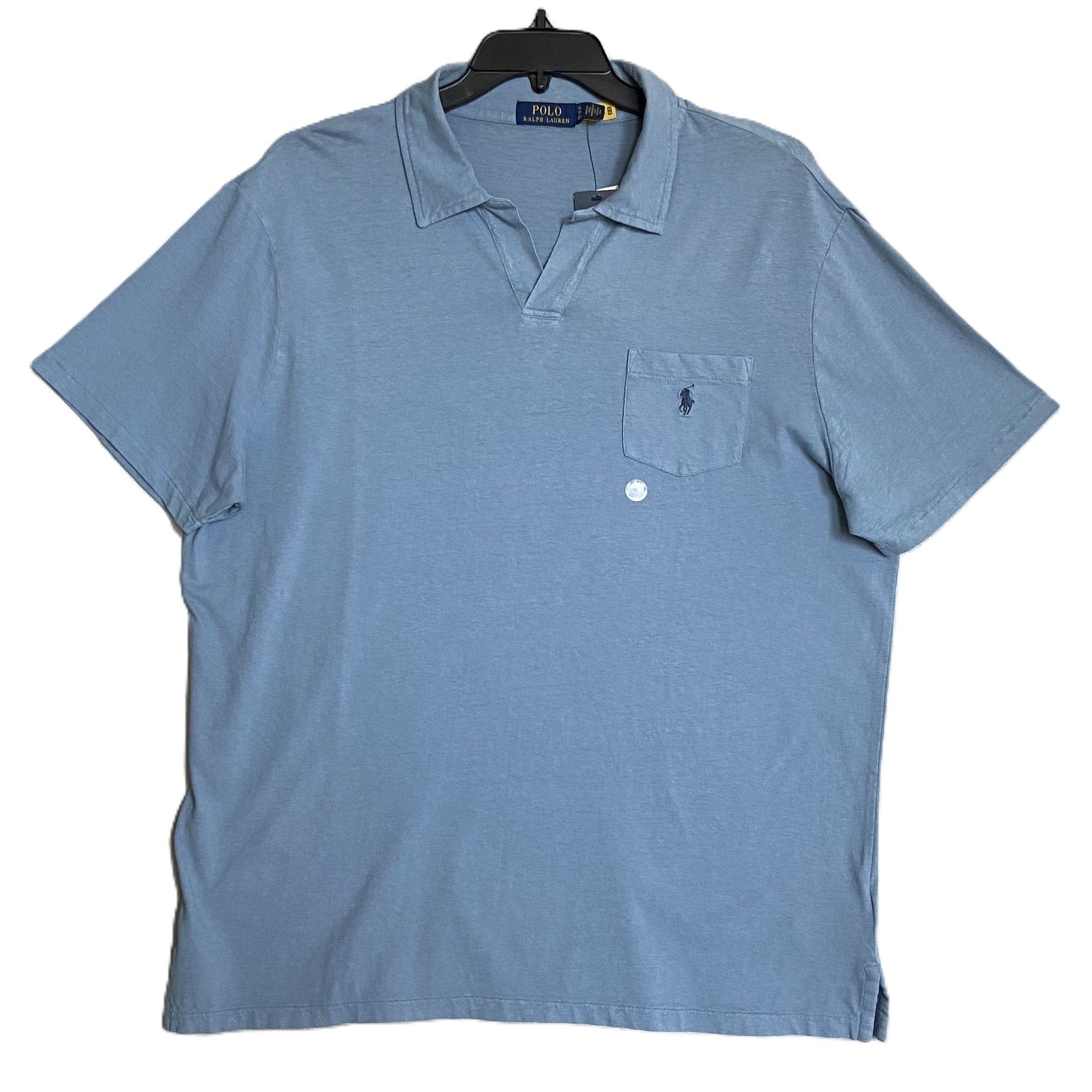 Polo Ralph Lauren Shirt Men's XL Buttonless Polo Cotton Linen Blue