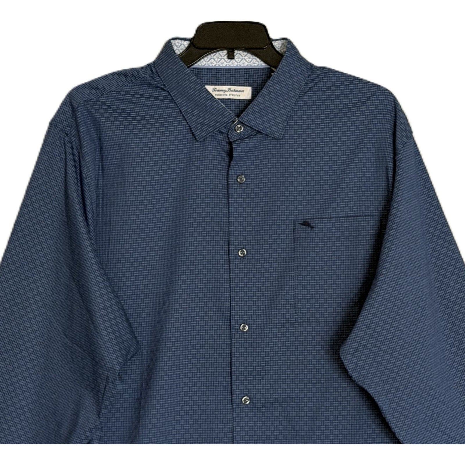 Tommy Bahama Dress Shirt Men's 2XLT Big & Tall Sarasota Stretch Island Navy