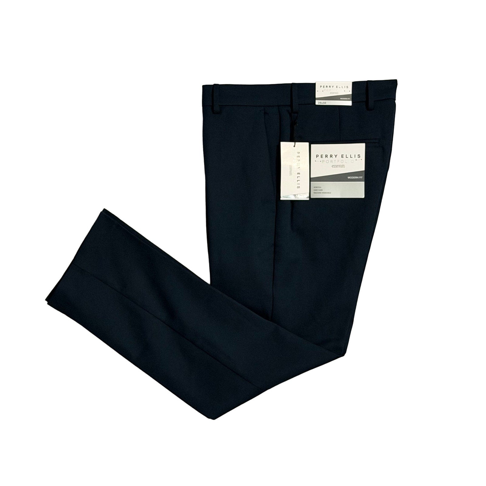 Perry Ellis Portfolio Pants Men's 29"x30" Dress Pants Modern Fit Dark Blue