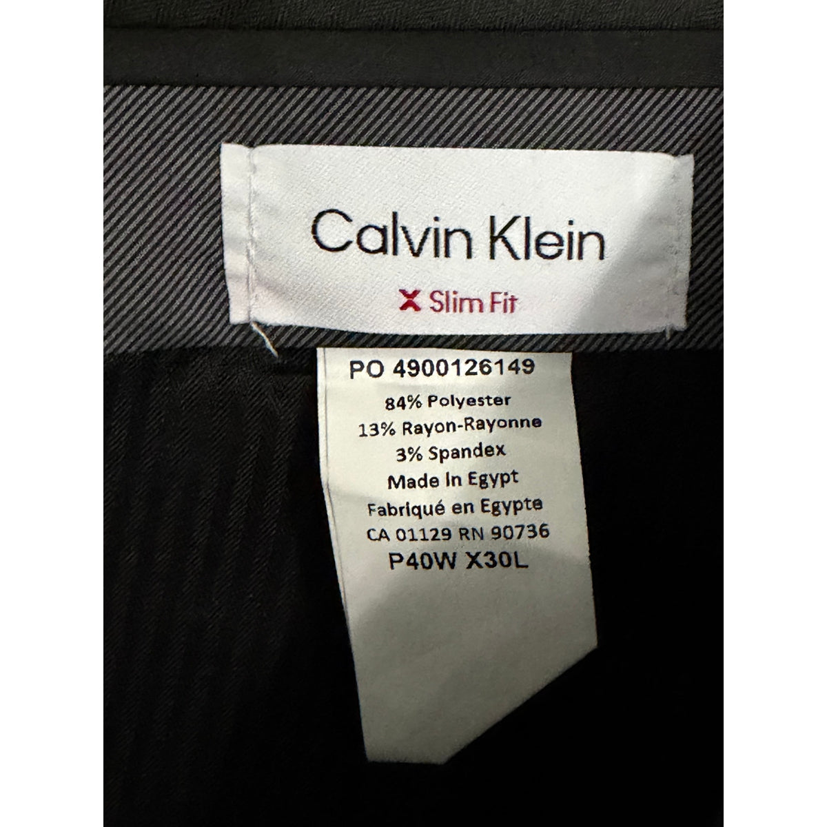 Calvin Klein Dress Pant Men's 40"x30" Slim Fit Flat Front Stretch Blue