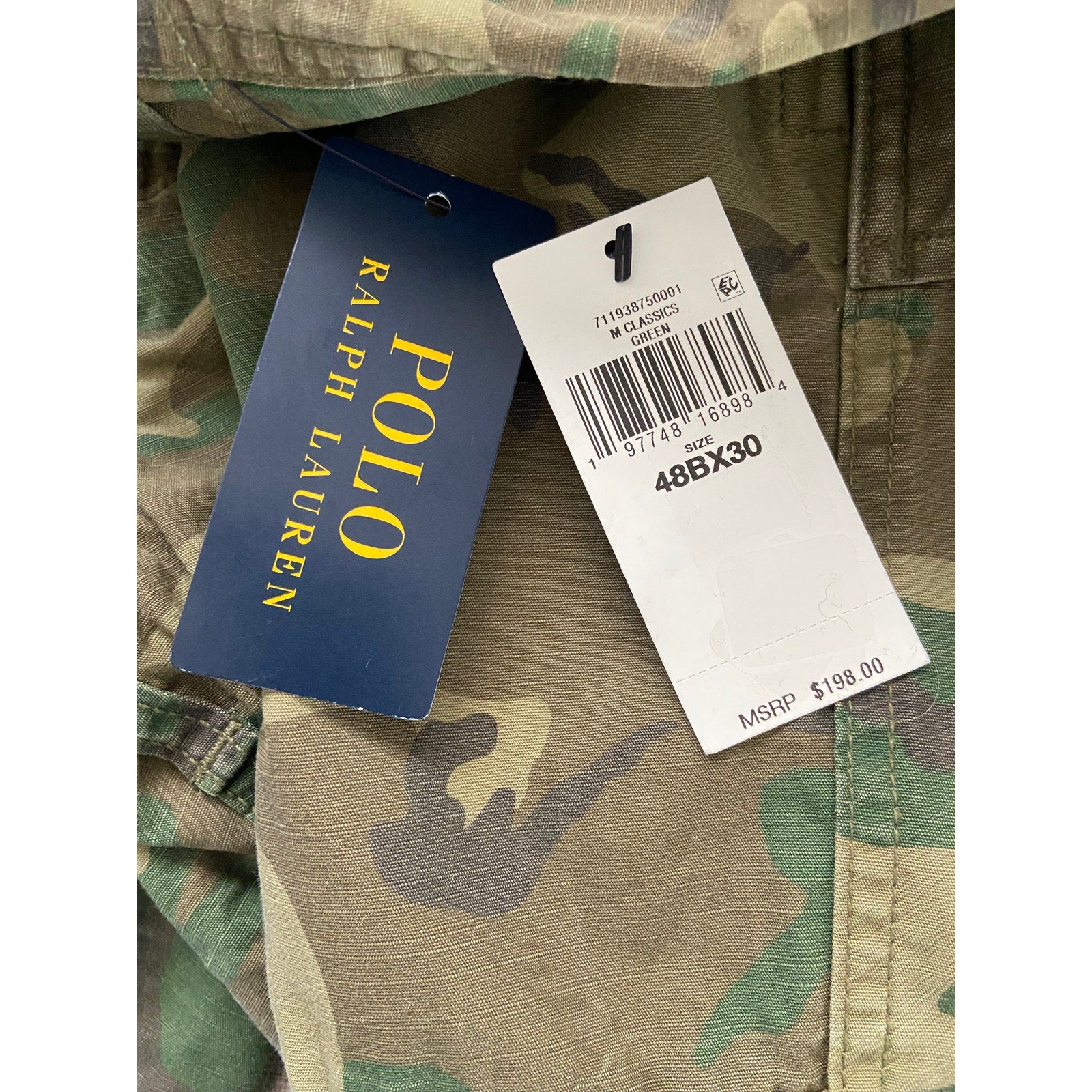 Polo Ralph Lauren Men's 48Bx30 Big & Tall Classic Fit Camo Canvas Cargo Pant