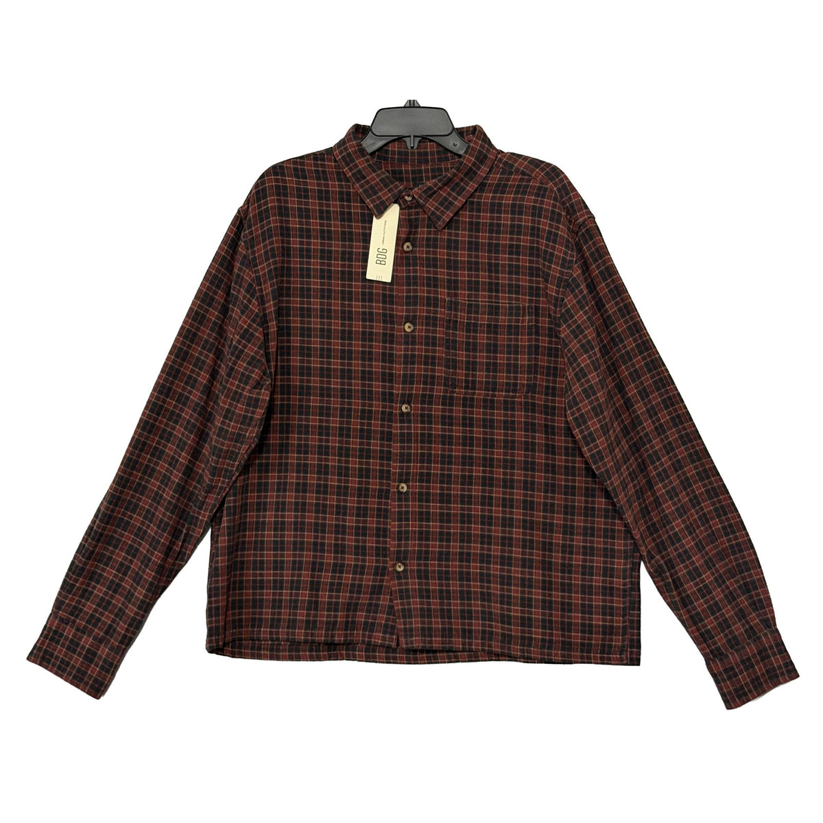 BDG Flannel Shirt Men's XL Long Sleeve Button Up Red Black Gingham