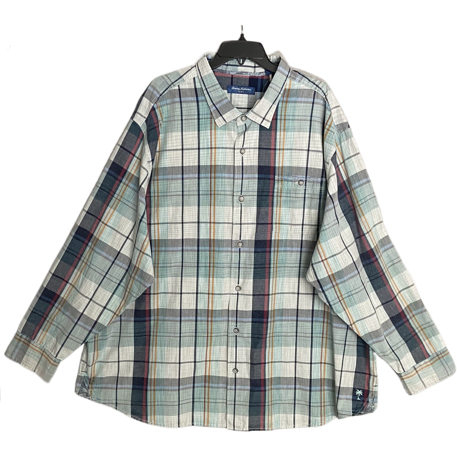 Tommy Bahama Shirt Men's 3XLB Big & Tall Long Sleeve Tortola Sunwash Check