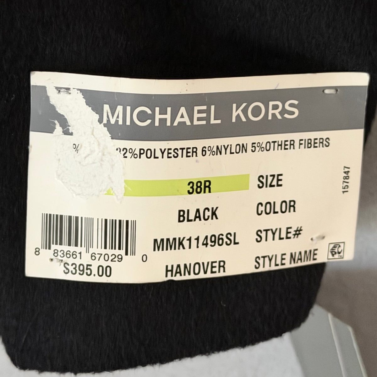 Michael Kors Hanover Overcoat Men's 38 Regular Slim Fit Wool Blend Black