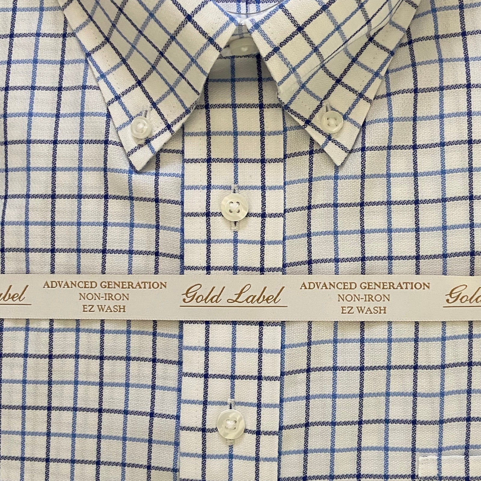 Roundtree & Yorke Shirt Big & Tall Men's 20 36/37 Blue Check Dress Shirt