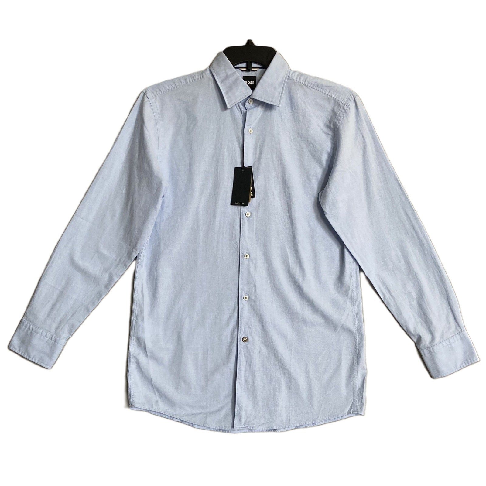 Boss Dress Shirt Men's Medium 15.5 32/33 Sharp Fit Long Sleeve Cotton Blue