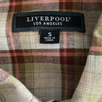 Liverpool Los Angeles Shirt Men's Small Casual Button-Up Shirt Brown Gingham