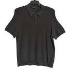 Michael Kors Polo Shirt Men's Large Short Sleeve Knit Cotton Black