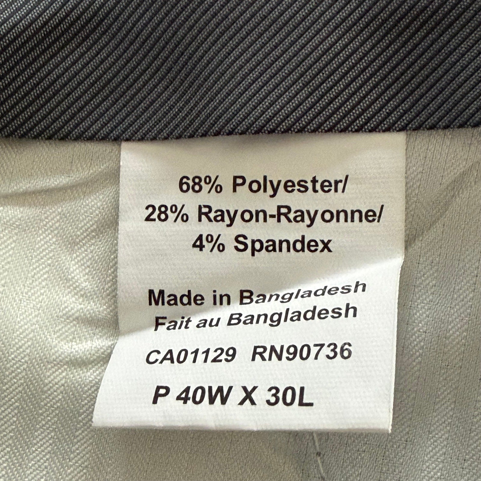 Calvin Klein Dress Pant Men's 40"x30" Slim Fit Flat Front Stretch Blue Plaid