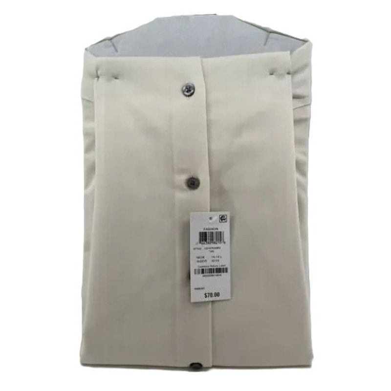 Alfani Dress Shirt Alfatech Men's Small 14-14.5 32/33 Long Slv Button Up Tan