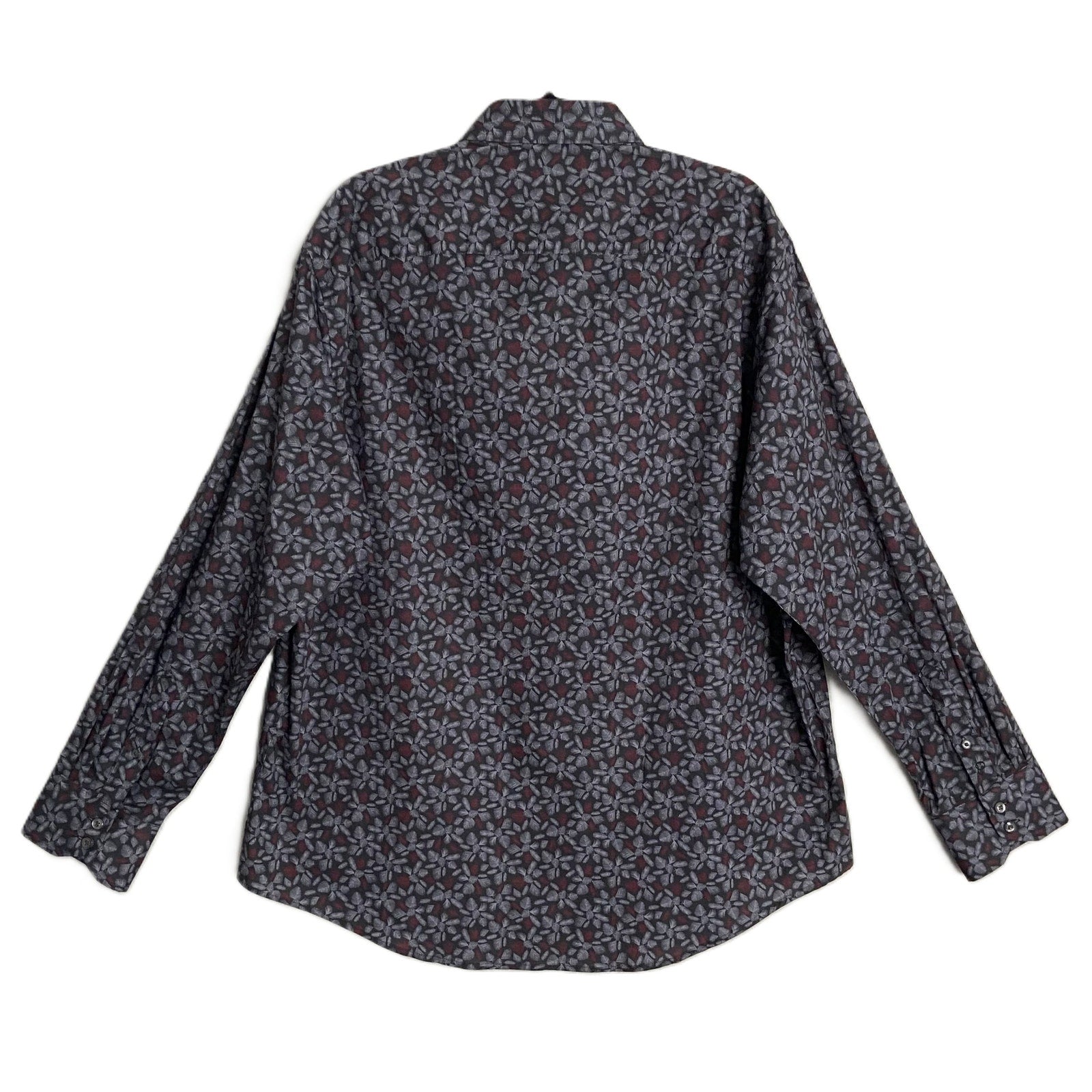 Quieti Button-Up Shirt Men's XXL Long Sleeve Stretch Cotton Black Red Floral