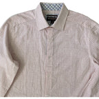 Johnston & Murphy Shirt Men's Small Button-Up Shirt Linen Blend Pink Check