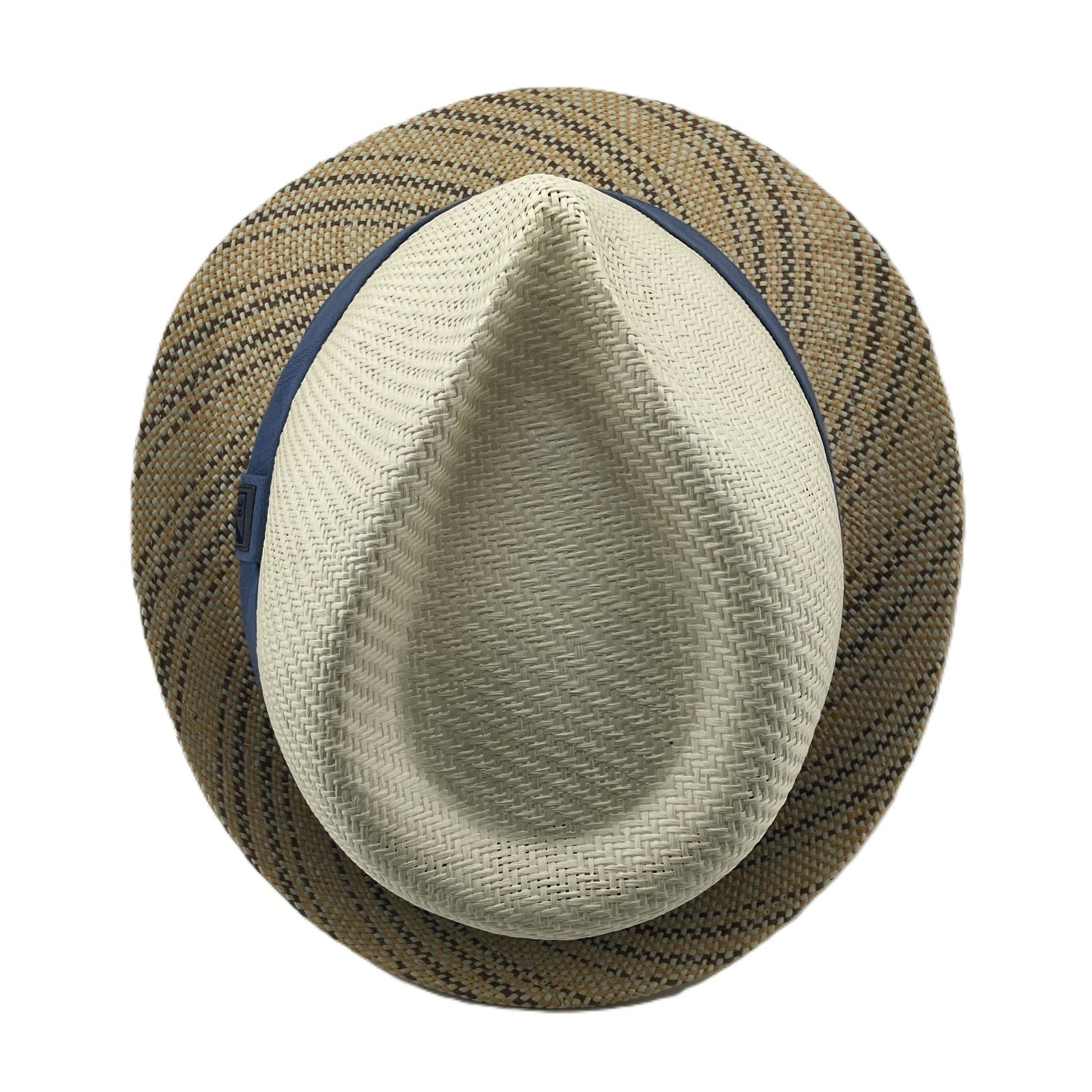 Cremieux Straw Fedora Hat Men's L/XL Two-Tone Patterned