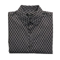 Alfani Dress Shirt Men's Medium Button-Up Cotton Long Sleeve Black Geo Print