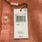 Michael Kors Linen Shirt Men's Large Slim Fit Short Slv Button-Down Orange