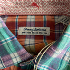 Tommy Bahama Shirt Men's Medium "Barbados Breeze Stretch" Plaid Linen Blend