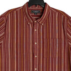 Liverpool Los Angeles Shirt Men's Large Button-Down Short Sleeve Brick Stripe